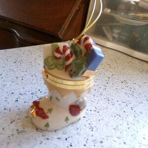 Lenox fine china trinket box ornament.